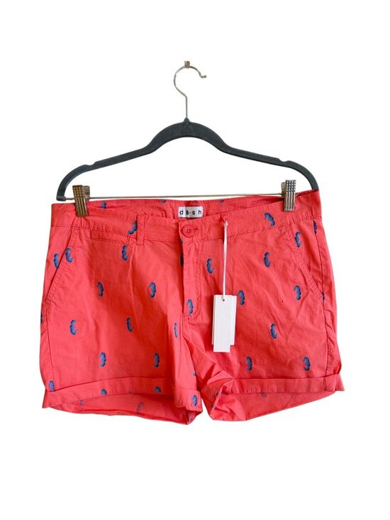 DASH Pants - NWT Women's 8 DASH / da-sh Coral Cotton Seahorse Print Chino Shorts 5" Stretch
